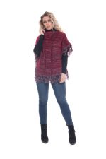 Platinum Μπορντό Ζιβάγκο Πόντζο Με Κρόσια - 222-3