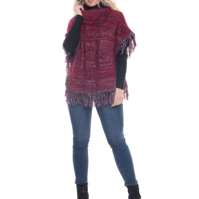 Platinum Μπορντό Ζιβάγκο Πόντζο Με Κρόσια - 222-3