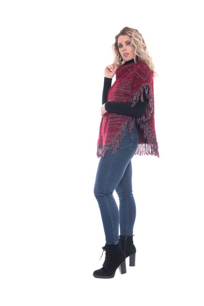 Platinum Μπορντό Ζιβάγκο Πόντζο Με Κρόσια - 222-3