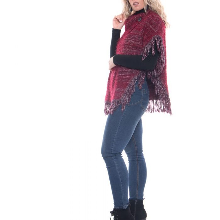 Platinum Μπορντό Ζιβάγκο Πόντζο Με Κρόσια - 222-3