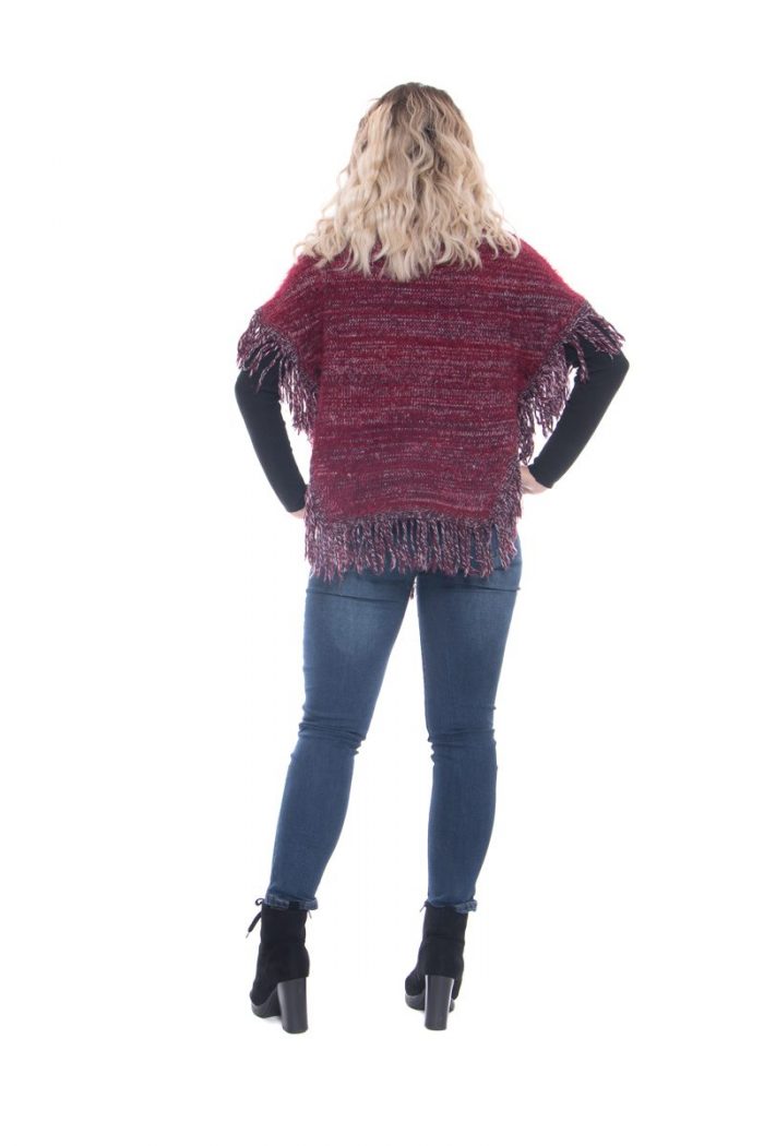 Platinum Μπορντό Ζιβάγκο Πόντζο Με Κρόσια - 222-3