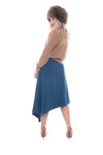 Platinum Mπλέ Μidi Eβαζέ Aσύμμετρη Φούστα ''Κlos'' - ITX-1058-BL