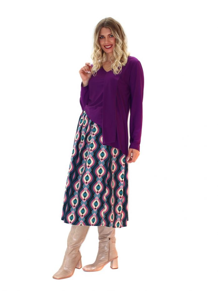 Platinum Μidi Πετρόλ Eμπριμέ Φούστα ''Ρόμβος'' - 5025-IT