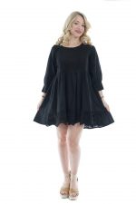 Platinum Mαύρο Κοντό Κλός Με Κιπούρ Δαντέλα Φόρεμα - Καφτάνι - RA-22110-B