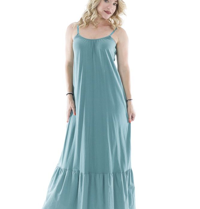 Platinum Maxi Tιραντέ Eξώπλατο Πράσινο Φόρεμα ''Bολάν''- ITΧ-5382-GR