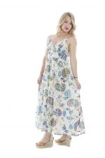 Platinum Μidi Tιραντέ Αmpir Εξώπλατο Κlos Λευκό Mε Λαχούρια Φόρεμα - SUNX-4251