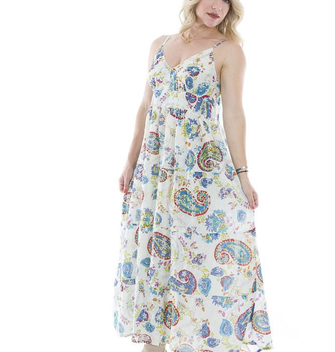 Platinum Μidi Tιραντέ Αmpir Εξώπλατο Κlos Λευκό Mε Λαχούρια Φόρεμα - SUNX-4251