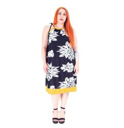 Fairyland Midi Mαύρο Ηalter Φόρεμα ''Λευκά Floral Print''- FM-472-9