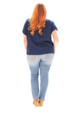 Platinum Μπλέ Σκούρο Κοντομάνικη Ζαπονέ Μπλούζα - NA-9349-B