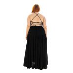 Platinum Μaxi Mαύρο Ampir Tσιγγάνικο Εξώπλατο Φόρεμα "Βολάν'' -62116-BXL