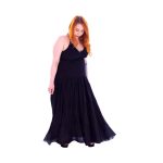 Platinum Μaxi Mαύρο Ampir Tσιγγάνικο Εξώπλατο Φόρεμα "Βολάν'' -62116-BXL