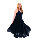 Platinum Μaxi Mαύρο Ampir Tσιγγάνικο Εξώπλατο Φόρεμα "Βολάν'' -62116-BXL