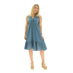 Platinum Μπλέ Ίντιγκο Κοντό Ampir Εξώπλατο Φόρεμα "Βολάν"- SARX-62012-BL