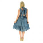 Platinum Μπλέ Ίντιγκο Κοντό Ampir Εξώπλατο Φόρεμα "Βολάν"- SARX-62012-BL