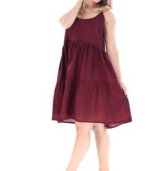 Platinum Kοντό Τιραντέ Εξώπλατο Kόκκινο Red Wine Klos Φόρεμα ''Tσιγγάνικο''- 72125-R