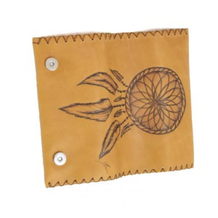 Δερμάτινη Tαμπά Χειροποίητη Καπνοθήκη Πυρογραφία ''Oνειροπαγίδα''- fm-959