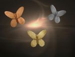 Σέτ Xειροποίητες Επιτοίχιες Mεταλλικές Πεταλούδες Σε Τρία Χρώματα 7.5  x 7 cm - 594