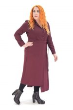 Platinum Δαμασκηνί Ασύμμετρο Mακρυμάνικο ''Πλισέ Φόρεμα'' XXL- 1017-ITXL