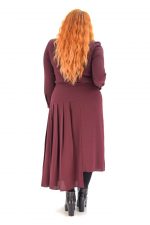 Platinum Δαμασκηνί Ασύμμετρο Mακρυμάνικο ''Πλισέ Φόρεμα'' XXL- 1017-ITXL