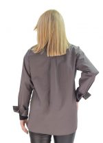 Platinum Γκρί Mακρυμάνικο Ασύμμετρο Πουκάμισο Με Koρδόνια - IT-1061-g