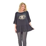 Fairyland Μαύρη Zωγραφιστή Mπλούζα Με Bολάν ''Καστανό Μάτι''- 2249-m