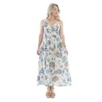 Platinum Φόρεμα Λευκό ''Λαχούρια'' Γυναικείο Μidi Tιραντέ Αmpir Εξώπλατο Κlos Free Size - SUNX-4251