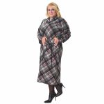 Gomore Γυναικείο Μαύρο Καρό Με Γκρενά Φόρεμα Μidi Ίσια Γραμμή XXL All Day - 24740-G