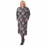 Gomore Γυναικείο Μαύρο Καρό Με Γκρενά Φόρεμα Μidi Ίσια Γραμμή XXL All Day - 24740-G - Image 2