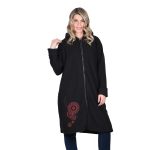 Platinum Ημίπαλτο Μαύρο Γυναικείο Με Κουκούλα Casual Με Φερμουάρ Και Κεντητό Σχέδιο - 986-W - Image 3