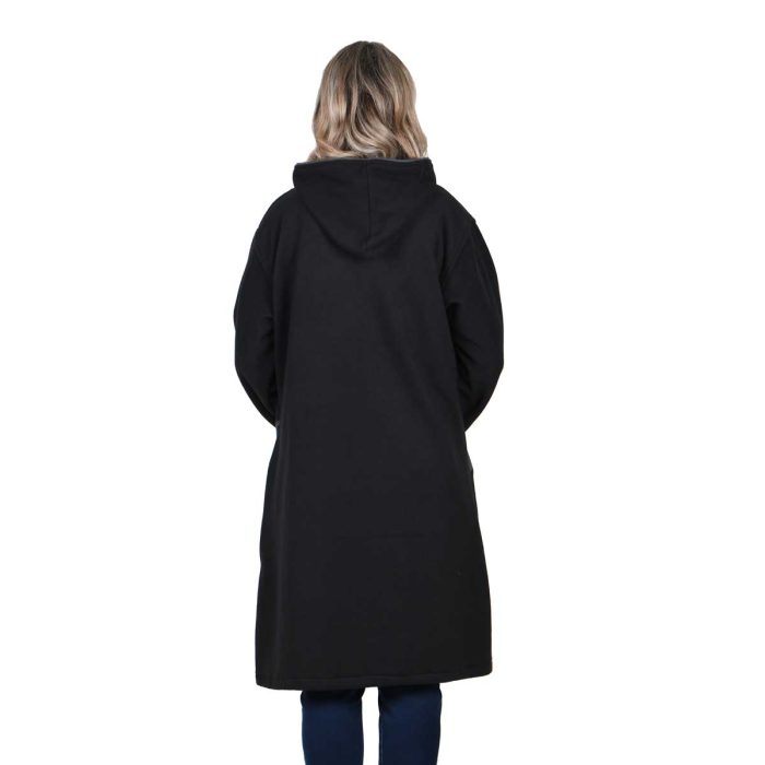 Platinum Ημίπαλτο Μαύρο Γυναικείο Με Κουκούλα Casual Με Φερμουάρ Και Κεντητό Σχέδιο - 986-W - Image 4