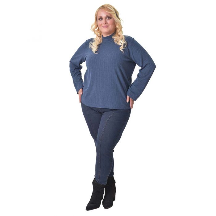 Gomore Μπλούζα Μπλε Γυναικεία Με Ψηλό Λαιμό Casual All Day XXL - 24926 - Image 4