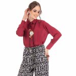 Platinum Πουκάμισο Μπορντό Γυναικείο Mακρυμάνικο Casual All Day Free Size - IT-102