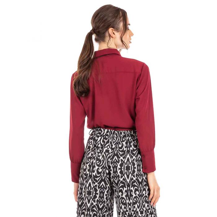 Platinum Πουκάμισο Μπορντό Γυναικείο Mακρυμάνικο Casual All Day Free Size - IT-102 - Image 4