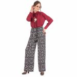 Platinum Παντελόνι Μαύρο Γυναικείο Με Εμπριμέ Free Size All Day - IT-1130