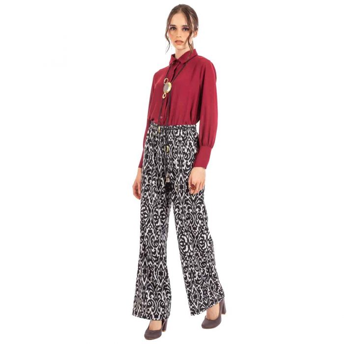 Platinum Παντελόνι Μαύρο Γυναικείο Με Εμπριμέ Free Size All Day - IT-1130 - Image 3