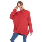 Platinum Πουλόβερ Ροδί Γυναικείο Φαρδύ Με Μακρύ Λαιμό Νεανικό Casual All Day - IT-148