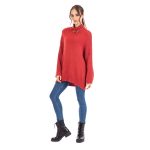 Platinum Πουλόβερ Ροδί Γυναικείο Φαρδύ Με Μακρύ Λαιμό Νεανικό Casual All Day - IT-148 - Image 3