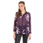 Platinum Γυναικείο Δαμασκηνί Πουκάμισο Νεανικό Mακρυμάνικο Με Εμπριμέ All Day - IT-34-2