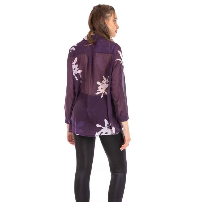 Platinum Γυναικείο Δαμασκηνί Πουκάμισο Νεανικό Mακρυμάνικο Με Εμπριμέ All Day - IT-34-2 - Image 4