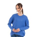 Platinum Μπλούζα Μπλε Γυναικεία Πλεκτή Με Πλεξούδες Ασύμμετρη All Day - IT-73937 - Image 4