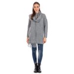 Platinum Πουλόβερ Γκρι Γυναικείο Σετ Με Κασκόλ Casual Μακρύ All Day Free Size - ITX-10-W