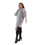 Platinum Πουλόβερ Γκρι Γυναικείο Σετ Με Κασκόλ Casual Μακρύ All Day Free Size - ITX-10-W - Image 2