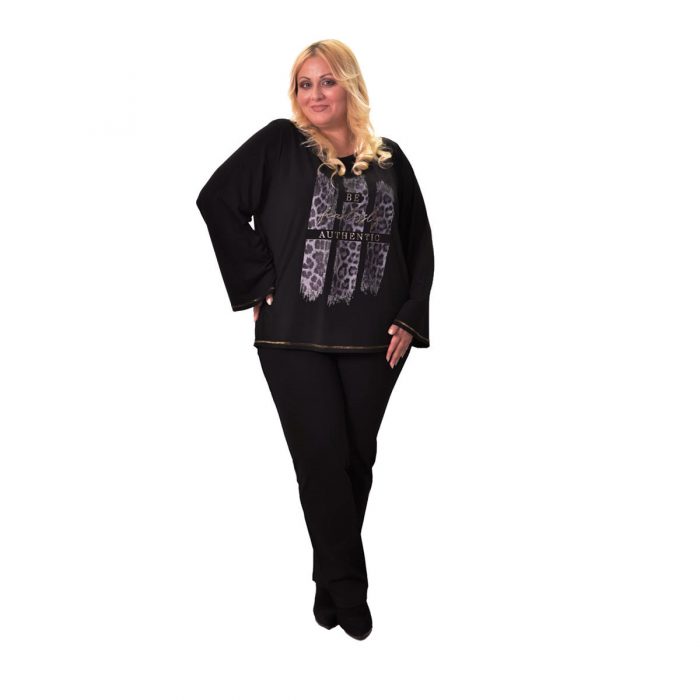 Gomore Μπλούζα Μαύρη Με Animal Print Σχέδιο Γυναικεία All Day XXL- 24914-BC - Image 3