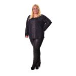 Gomore Γυναικεία Μπλε - Μωβ Μπλούζα Βραδινή Μελανζέ Σε Ίσια Γραμμή XXL- 24936-BL