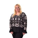 Gomore Μπλούζα Μαύρη Με Γεωμετρικά Σχέδια Γυναικεία Άνετη Γραμμή All Day - 24967