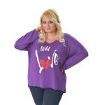 Gomore Μπλούζα Μωβ Γυναικεία Wild Love Ασύμμετρη Εβαζέ Casual XXL All Day - 24970