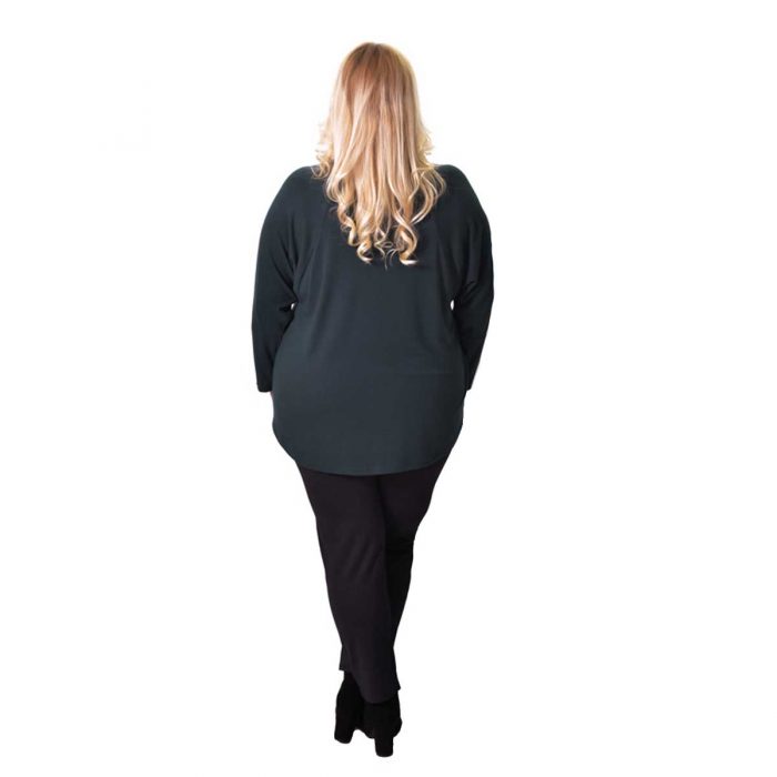 Gomore Μπλούζα Πράσινη Γυναικεία Μακρυμάνικη Ασύμμετρη Με Strass Αll Day XXL- 24977 - Image 3