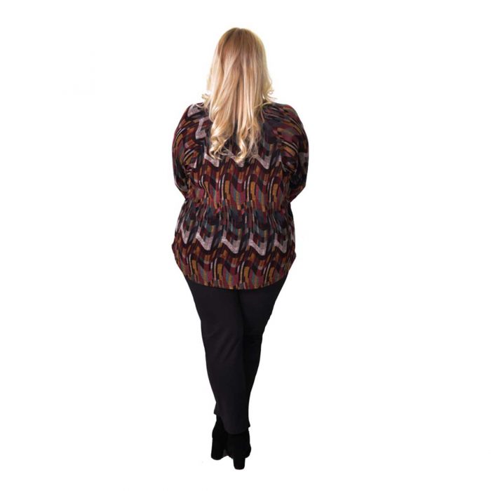 Gomore Μπλούζα Γκρενά Με Πολύχρωμο Σχέδιο Γυναικεία Ασύμμετρη Αll Day XXL- 24978 - Image 4