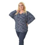 Gomore Μπλούζα Μπλε Με Λαχούρια Γυναικεία Ασύμμετρη Αll Day XXL- 24979