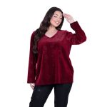 Gomore Μπλούζα Μπορντοκόκκινη Γυναικεία Βραδινή Σε Ίσια Γραμμή - GM-24906-RD